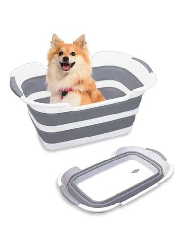 Collapsible Dog Bathtub with Water Drain Plug, Pet Tub and Dog Bath Tub for Dog/Cat/Pet and Puppy Bath Tub, Dog Tub for Pets and Cats (Gray)