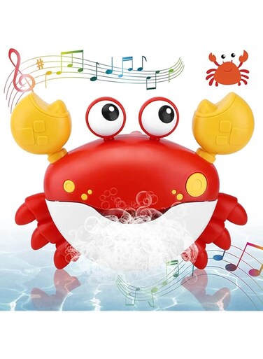 X spring Crab Bubble Bath Maker, Crab Bath Toy for Bubble Bath for the Bathtub, Automatic Crab Bubble Machine Bath Toy with Nursery Rhyme, Toddler Bath Toys Gifts for kids Ages 1 to 3 Years (Red)