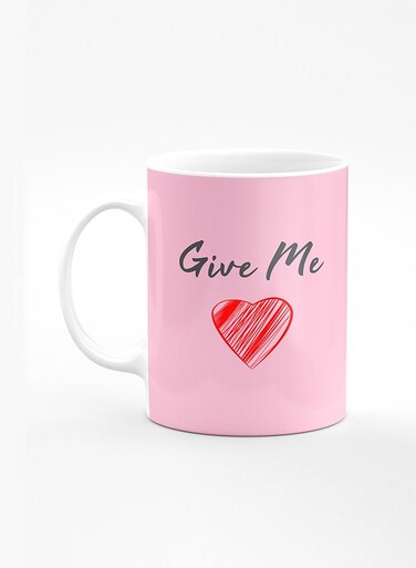 Designer Printed Coffee Mug with Heavy Duty Handle 11oz Ceramic Personalised Gift Mugs Cup [Microwave Safe &amp; Dishwasher Proof] - Give me love