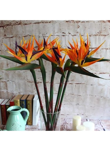 Warmter 32.5 Inch Large Elegant Bird of Paradise Artificial Flower for Home Office 3 Pcs (Yellow)