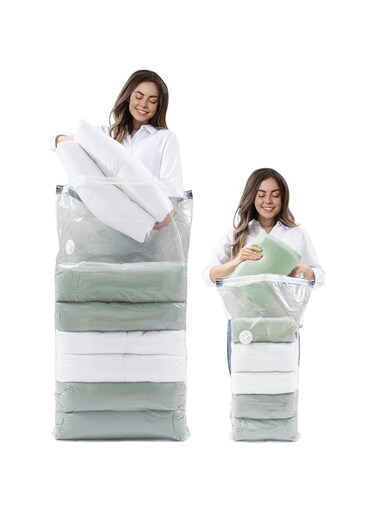 Cube Vacuum Seal Storage Bags for Comforters and Blankets, Beddings, Jumbo Space Saver Bags for Clothes (5 Medium, 3 Large)