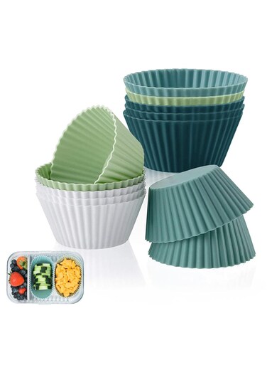 seven Reusable Silicone Baking Cups - Set of Non-Toxic - BPA Free, Dishwasher Safe - Standard Size for Easy Baking - Eco-Friendly &amp; Durable Kitchen Accessories