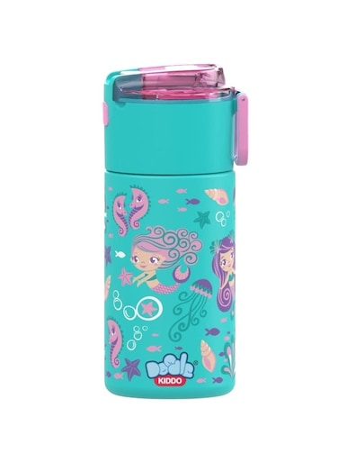 Kiddo Mermaid Theme Stainless Steel Water Bottle for Girls - 450 ML