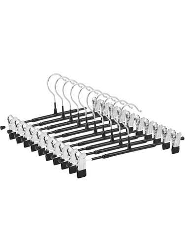 Joyzzz Pants Hangers with Clips,10 Pieces Adjustable Width Skirt Hangers, Metal Non-slip Slim Clothes Hangers, Suitable for Hanging Pants, Skirts, Jeans, Shorts and Children's Clothing