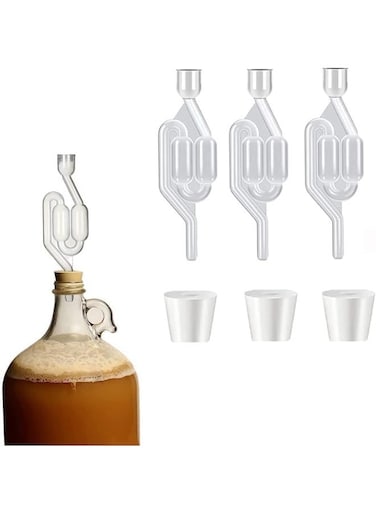 3 Pack S-Shape Airlock for Fermentation with 3 Stoppers Bubble Sealing Valve Airlock for Home DIY Fermentation,Airlocks for Fermenting