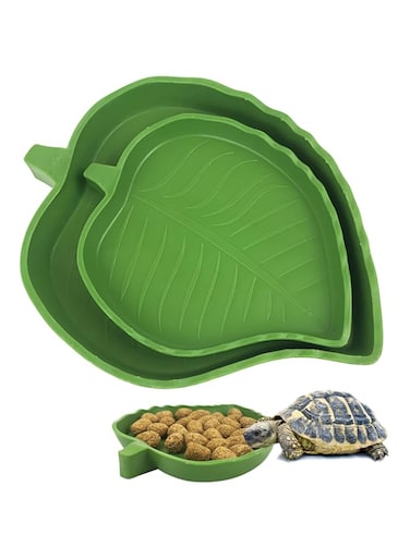 nalaina 2 PCS Leaf Reptile Food Water Bowl, Small Pet Drinking and Eating Water Bowl, Turtle Feeding Dish, Pet Aquarium Ornament Terrarium Dish Plate for Tortoise Corn Snake Crawl Pet Drinking Eating