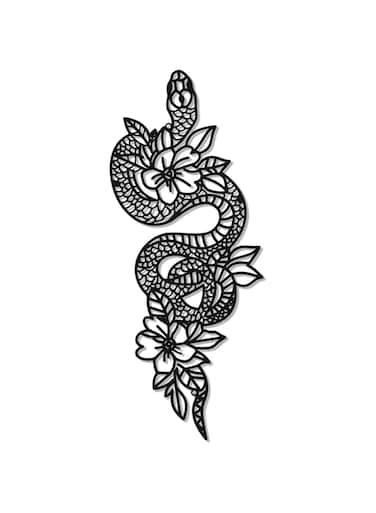 KASTWAVE Snake Wall Art, Gothic Metal Snake Decor, 13.8 Inch Aesthetic Bedroom Wall Hanging, Floral Moon Design for Apartment, Bathroom, Desk Decor