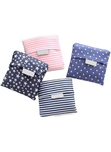 Oasisgalore 4-Piece Foldable Reusable Shopping Bags, Maximum Load 20KG, 55 x 33 x 8cm