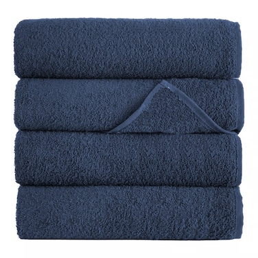 MAXQON Pack Of 4 - Bath Towel - 100% Cotton 600 GSM Large Size (70x140cm) Highly Absorbent And Super Durable , Color Dark Blue
