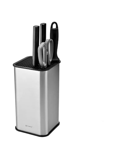 KITCHENDAO XL Stainless Steel Universal Knives holder Without Knives, with Slots for Scissors and Sharpening Rod, Detachable for Easy Cleaning, Slotless Knife Block Holder Storage for Kitchen Counter