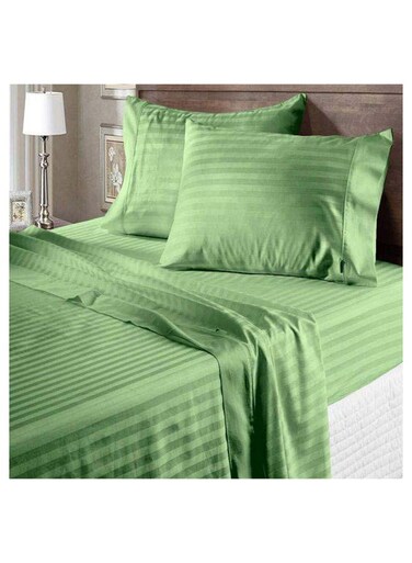 COLLECTION GREEN King Flat Sheet with 2 Pillow Cases 240x280 cm