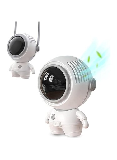 Bolivia's Mini Handheld Fan, Astronaut Portable Fan Necklace, 360&deg; Rotation Adjustment Leafless Mini Fan for Home Office Travel Outdoor, 3 Speeds USB Rechargeable Personal Handheld Fan