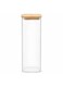 Bee 1.75L Airtight Glass Storage Jar with Bamboo Lid &acirc;&euro;&ldquo; Tall Square Multipurpose Container for Kitchen Pantry, Food Storage, Dry Goods Organizer, Clear Durable Glass Canister