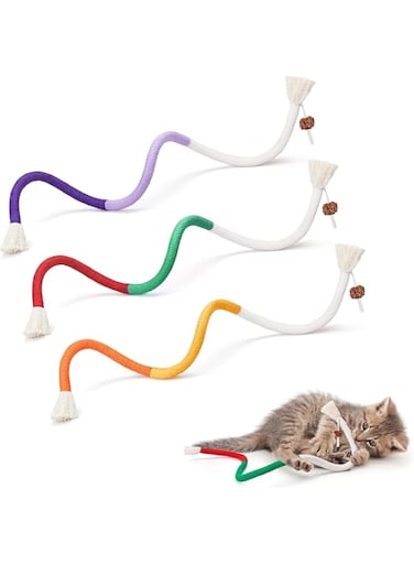 Dffghul Catnip Rope Toys,3 PCS Cotton Rope Cat Toys for Indoor Cat,Handmade Pet Chew Toys for Molaring and Lengthen to 70cm