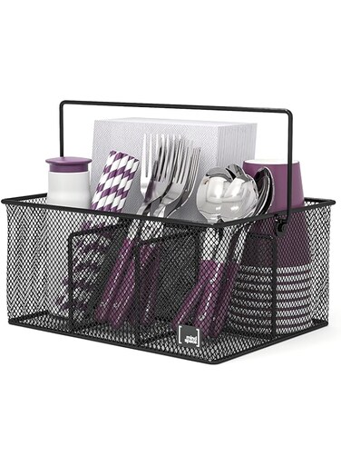 Mindspace Black Utensil Holder , Kitchen Condiment Organizer and Flatware Utensil Caddy   The Mesh Collection, Black&acirc;&acirc;&sbquo;&not;&brvbar;