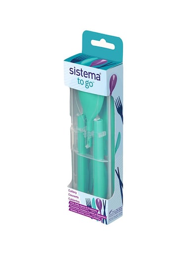 Sistema Cutlery Set To Go Green : Utensil Set - Travel-friendly - Portable - Reusable - BPA-free Green