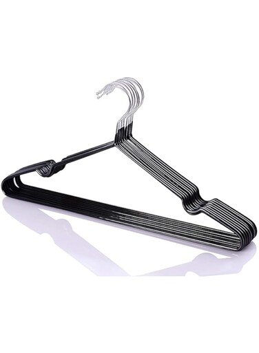 I Know Adult Non-Slip Metal Shirt Trouser Hook Hangers Coat Hanger Black,10Pcs