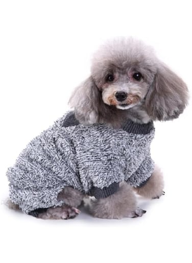 Winter Dog Clothes for Small Dogs Boy Girl Warm Flannel Sweater Cute Funny Pet Puppy Clothing Cat Doggie Coat (Grey, S)