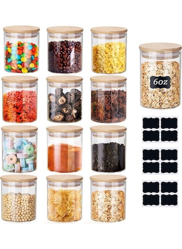 12-Piece Spices Storage Mini Glass Jars Clear 150ml