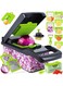 16-in-1 Manual Vegetable Cutter &amp; Chopper Set &acirc;&euro;&ldquo; Multi-Functional Kitchen Tool with Silicone Base &amp; Spatula   Onion, Carrot, Fruit &amp; Salad Slicer
