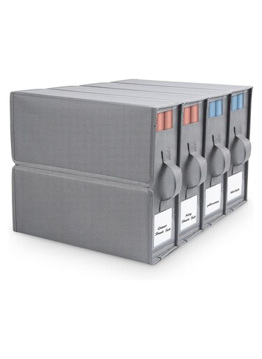 Foldable Oxford Fabric Storage Organizer Box Set - Sturdy Clear Containers for Bedding, Clothes, Blankets with Handles - Breathable, Moisture-Proof Closet Bags , 38x32x11.5cm