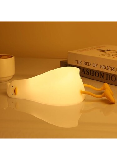 Existential Crisis Duck Lamp, 3 Level Dimmable Duck Night Light for Kids, Rechargeable Silicone LED Lying Flat Duck Night Light, Ducky Lay Lamp with Touch Control for Breastfeeding Toddler Kids Decor
