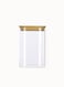 Square Glass Food Storage Container - Airtight Bamboo Lids - Food Storage Box - Storage Boxes - Kitchen Cabinet Organizers - Glass Food Container - Clear 1100ML