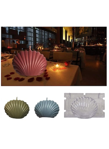 DIY Candle Mold, Seashell Shell Durable Plastic Scallop Mold with 3 Rubber Bands Silicone Mould for Art Craft Making Candles Beach Wedding