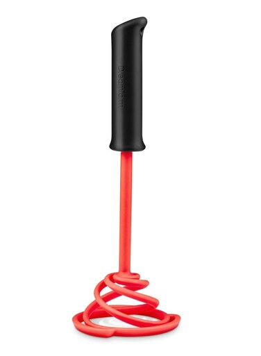 Smood Lite One-Handed Nylon Spring Coil Vegetable and Potato Masher with Soft Grip and Bowl Scraper, Easy to Use, Durable, Ideal for Mashing and Mixing, Red Red/Black