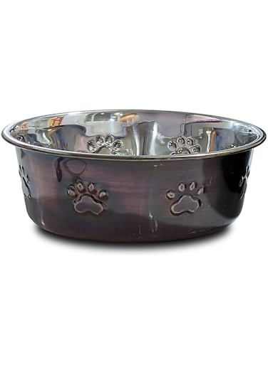 Saluki Premium Paw Embossed Pet Bowl, 1060 ml Capacity, Antique Copper