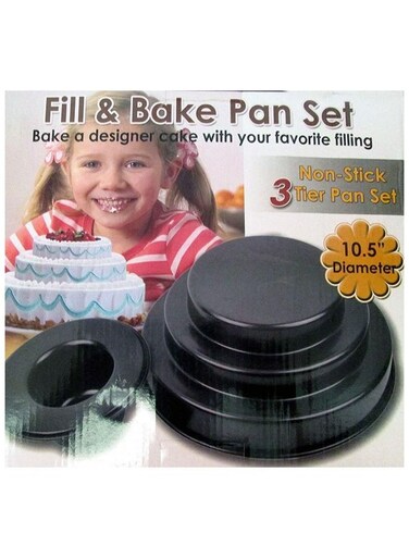 Tier Fill and Bake Cake Tin Pan Set Mould Non Stick Insert Middle Filling Craft