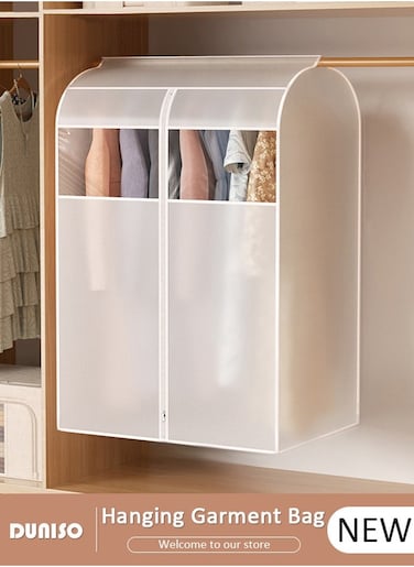 Hanging Garment Bag, Large Closet Clothing Protector, Dust-proof Wardrobe Garment Storage Bag, Coat Covers for Closet with Zipper and Clear Window for Suits, Shirts, Jackets, Long Dress