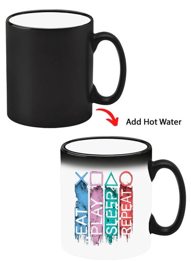Color Changing Heat Sensitive Ceramic Mug, Image Revealed When HOT Liquid is Added! Eat play sleep repeat
