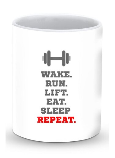 Premium Routine White Designer Mug White/Grey/Red