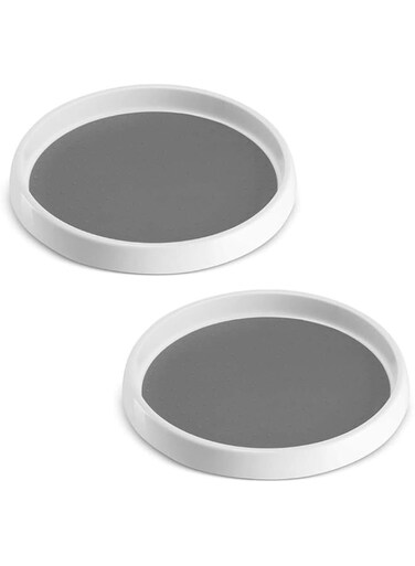 nother 2 Pack Non Skid Lazy Susan Turntable Cabinet Organizer - 360 Degree Rotating Spice Rack - 12 Inch Spinning Pantry, Kitchen, Countertop, Vanity Display Stand White/Gray (9", 2)