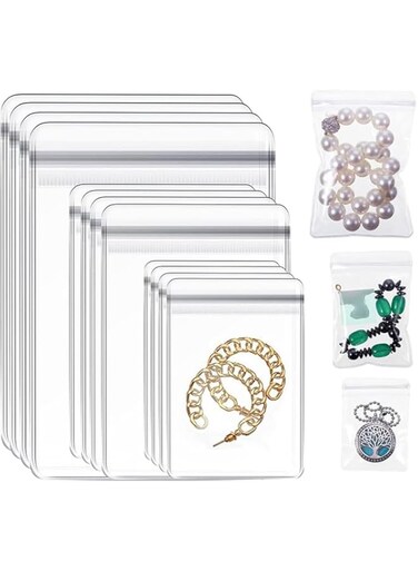 Jewelry Pouch, Clear PVC Jewelry Bags, Plastic Transparent Jewelry Rings Earrings Packing Storage Pouch, Self Seal Small Pouches, Anti Tarnish Zip Lock Bags for Holding Jewelries (3 Size, 120 Pcs)