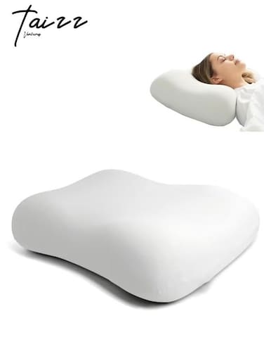 Ventures Deep Sleep Pillow, Patented Ergonomic Contour Design for Side &amp; Back Sleepers, Orthopedic Cervical Shape Gently Cradles Head &amp; Provides Neck Support &amp; Shoulder Pain Relief - White