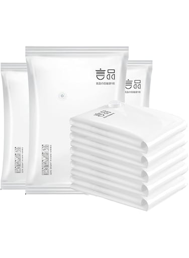 Jorunb Small Vacuum Seal Storage Bags, 3 Pack Reusable Compression Bags Premium Vacuum Storage Bags with Electric Pump for Bedding, Clothes, Curtains, Pillows