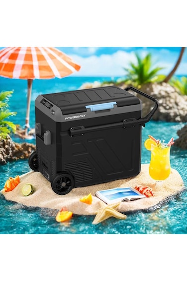 60L Dual Compartment Smart Fridge &amp; Freezer with Battery, Wheels &amp; Fast Cooling