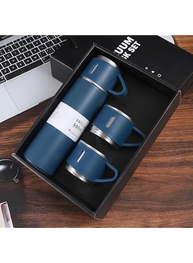 ELTERAZONE Stainless Steel vacuum Flask Gift Set: Insulated Water bottle for Outdoor Travel and Sipping (Blue)