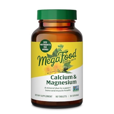 Megafood Calcium Magnesium Supplement - With Fermented Magnesium Glycinate - Supports Bone Health &amp; Heart Health - Calcium &amp; Magnesium Supplement For Men &amp; Women - Non-GMO - 90 Tabs (30 Servings)