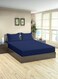 Linen King Striped Fitted Sheet with 2 Pillow Case 200 x 200 Cm Navy Blue