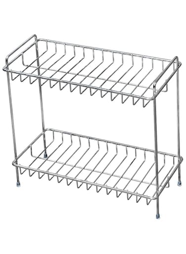 Sulfar Kitchen Stand 2 Tier Trolley Container Organizer Spice Rack Stand Multipurpose kitchen Uses,Organizer Holder Kitchen Spice Rack (Silver)