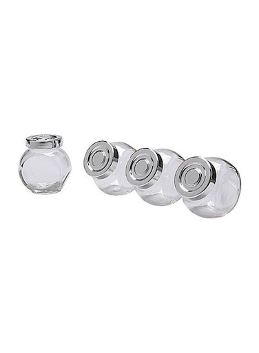 4-Piece Spice Jar Set Silver/Clear 8cm