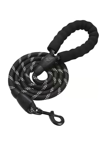 ZABEES Duty Rope for Medium Large Dogs Swimming Slip Leash, Dog Slip Lead, Puppy Obedience Recall Training Lead, Heavy Duty Rope with Reflective Design, Comfortable Handle (Black 12ft/3m)