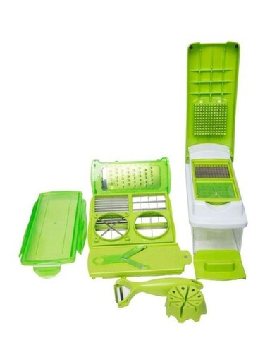 Dicer 11-Piece Fruit And Vegetable Chopper Slicer Set Green/White 1500ml