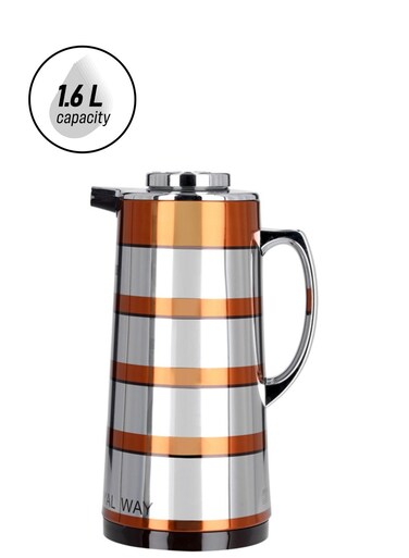 Double Wall Vacuum Flask Silver/Orange