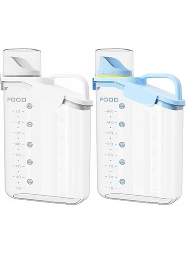 Tazweeq Sealed Storage Container, BPA-Free Clear Plastic Kitchen Storage Organizer, Ideal for Storing Cereals, Flour, and Various Foods (2.5L, 2 Pcs)