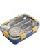 BrainGiggles 3-Compartment Thermal Lunchbox with Removable Inner Tray - Insulated, Leak Proof Bento Box for Kids-Blue