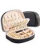 TERRIFI Travel Jewelry Box, Small Portable Seashell-Shaped Jewelry Case, 2 Layer Mini Organizer in PU Leather, Earring Necklace Bracelet Ring Holder for Women &amp; Girls - Black